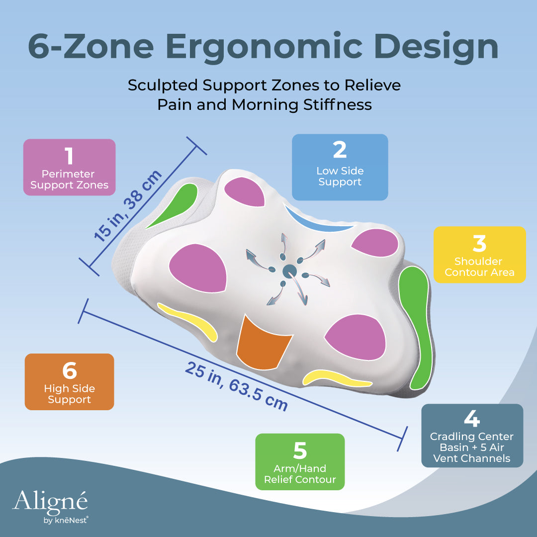 Aligné six-zone contoured pillow design