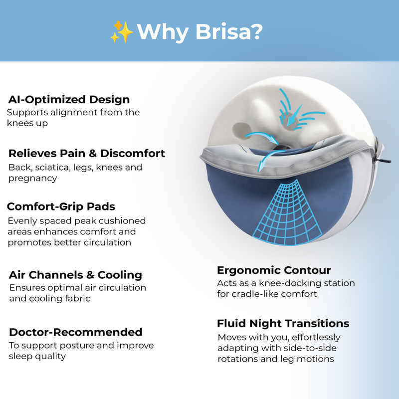 knēNest Brisa Cooling Knee Pillow – The Only AI-Enhanced Alignment Pillow for Side Sleepers