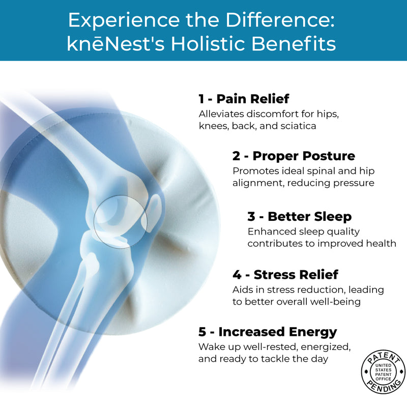 knēNest® AI-Enhanced Knee Pillow for Side Sleepers, Sounder Sleep, Alleviate Back Pain, Hip & Knee Support