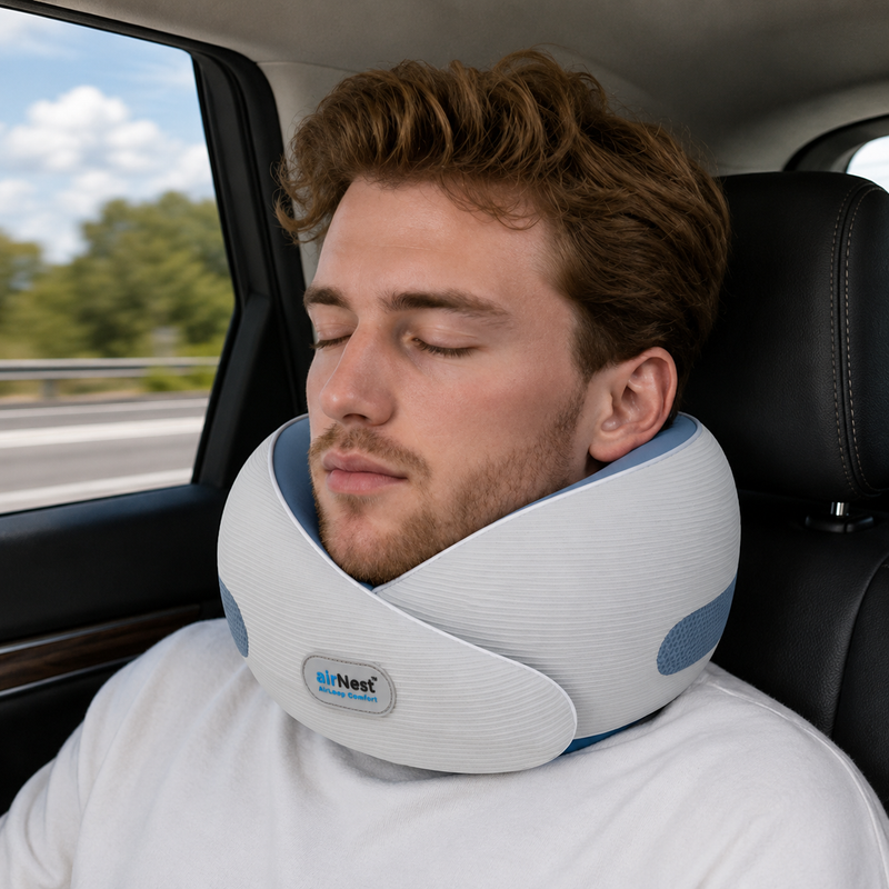 airNest by knēNest — Breathable Travel Neck Pillow with 360° Overlap Support