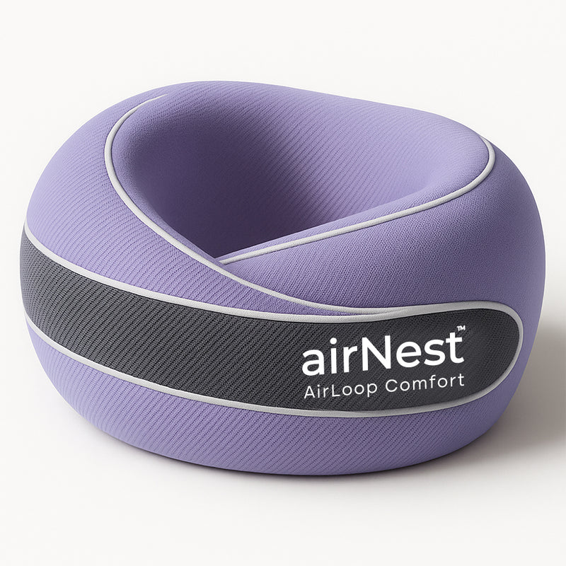airNest by knēNest — Breathable Travel Neck Pillow with 360° Overlap Support