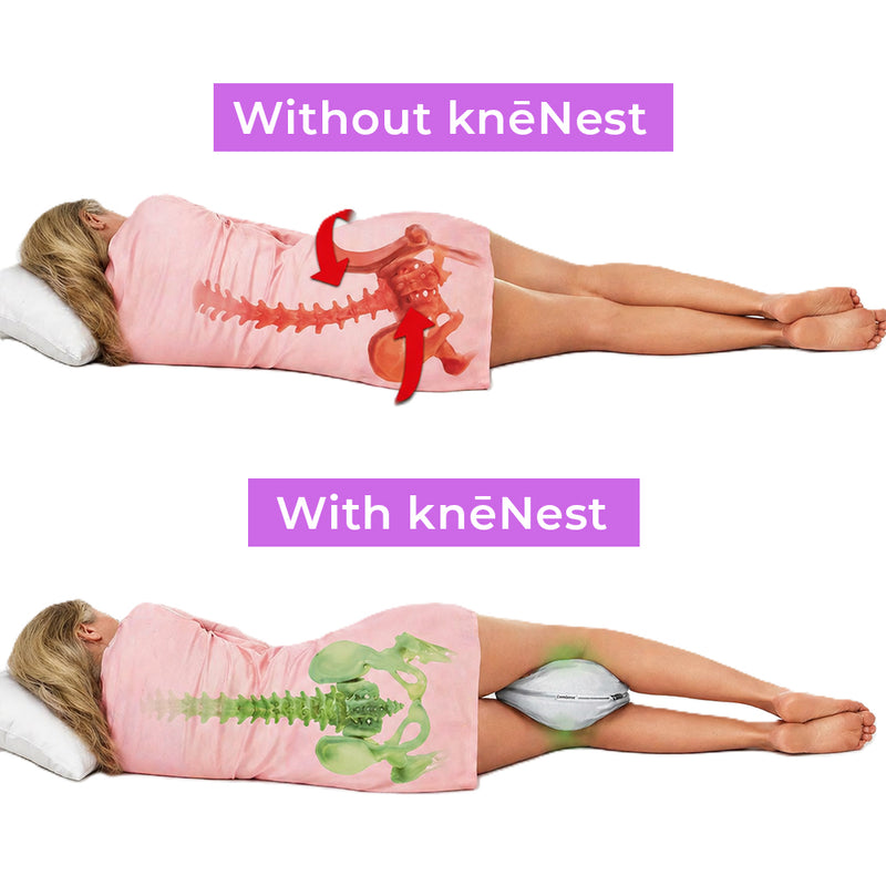 knēNest® AI-Optimized Knee Pillow for Side Sleepers, Sounder Sleep, Alleviate Back Pain, Hip & Knee Support