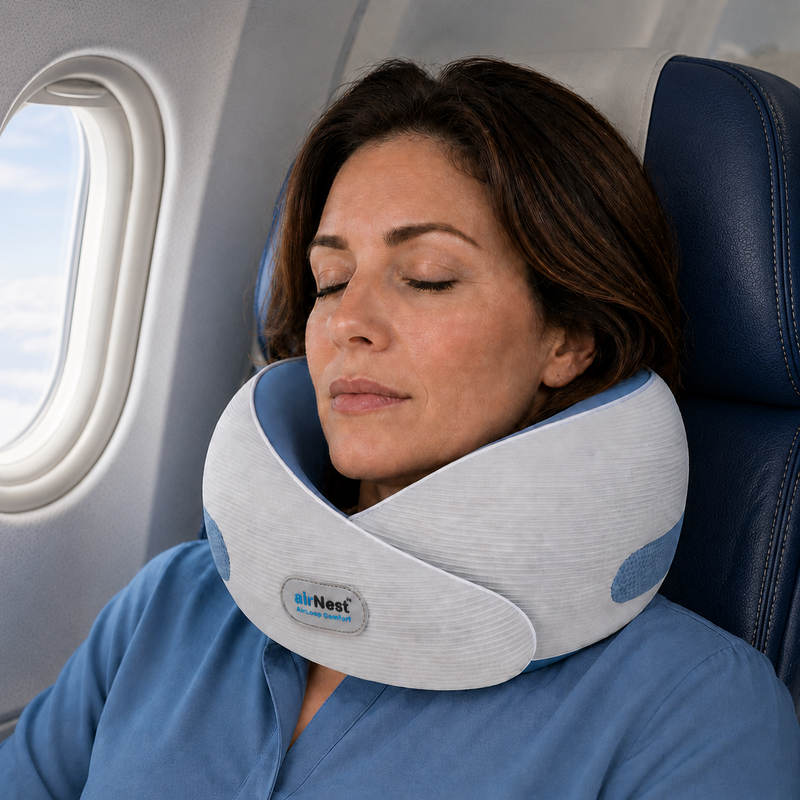 airNest by knēNest — Breathable Travel Neck Pillow with 360° Overlap Support